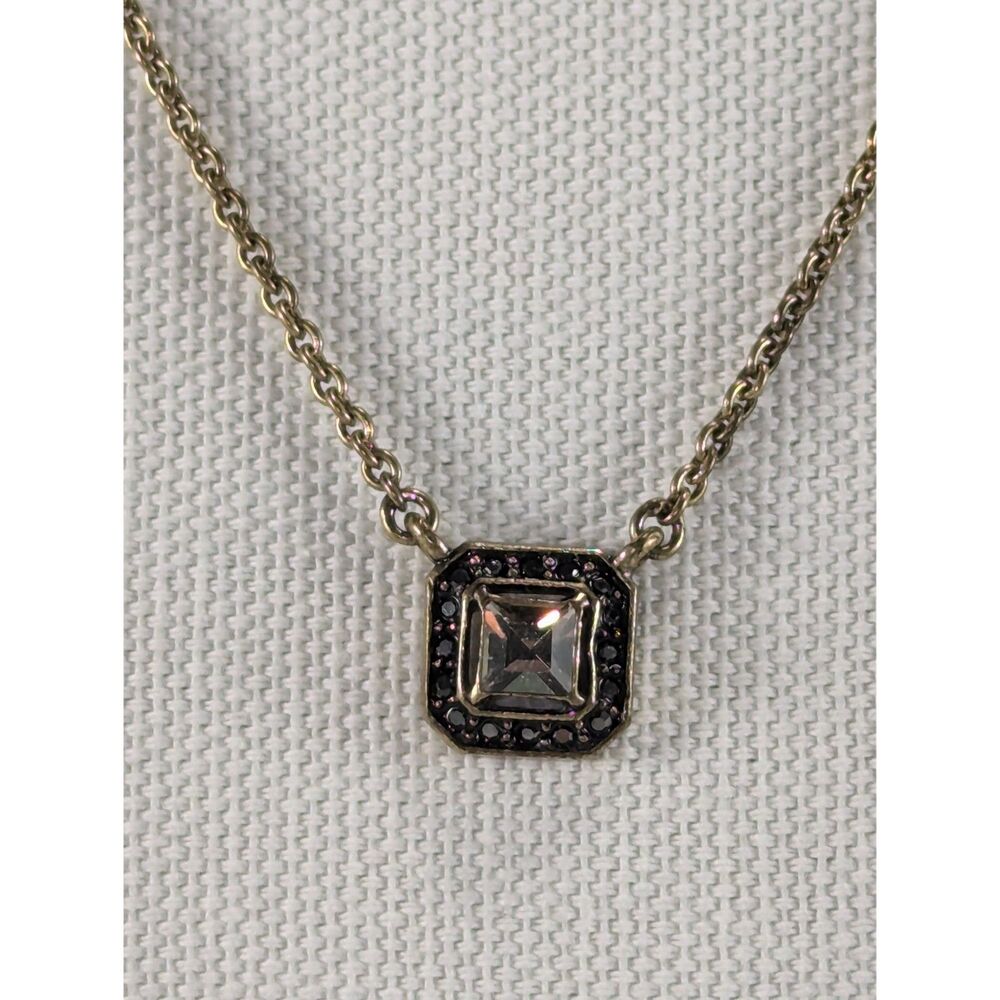 Isabel Square Rhinestone Charm Necklace
